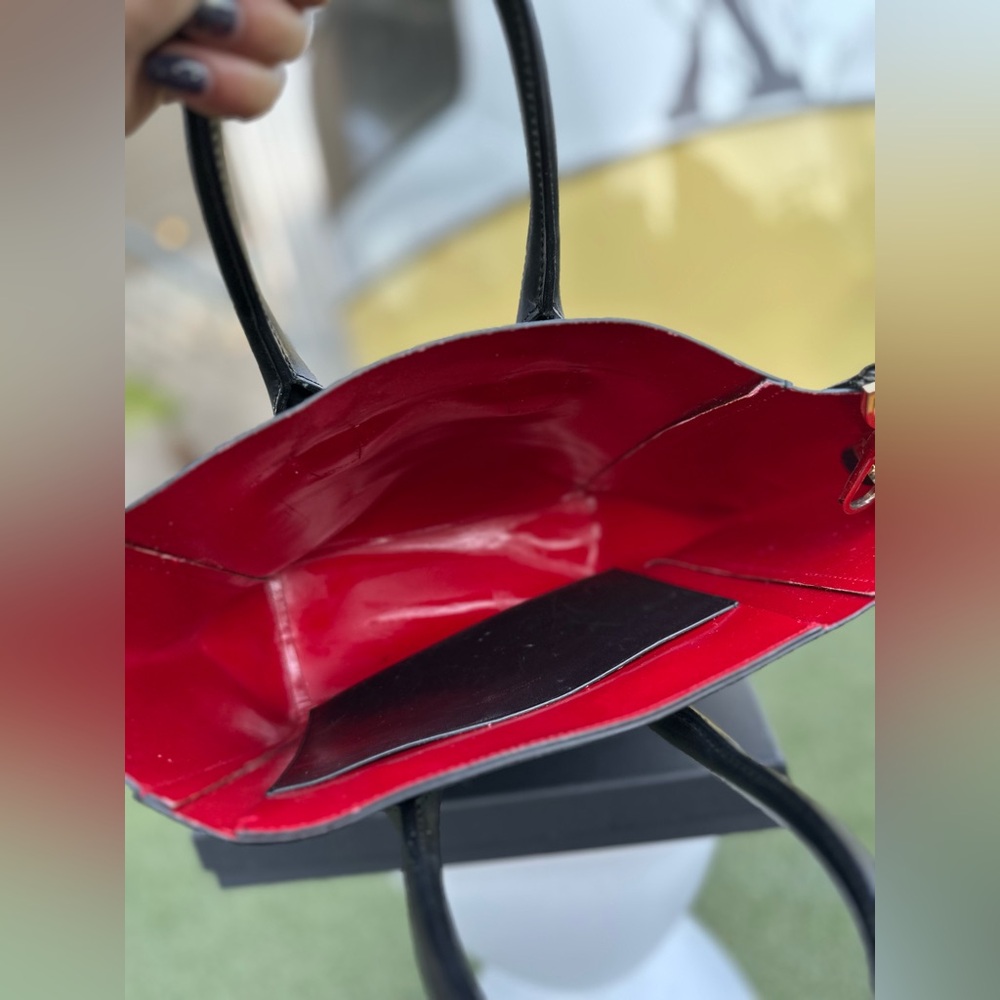 SOLD Mansur Gavriel Leather Tote – Black w/ Red Interior